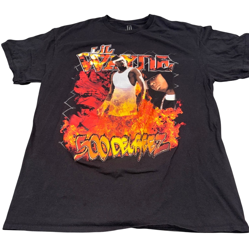 Lil Wayne Graphic Tee Mens Large Black 500 Degreez Rap Shirt Lil Wayne